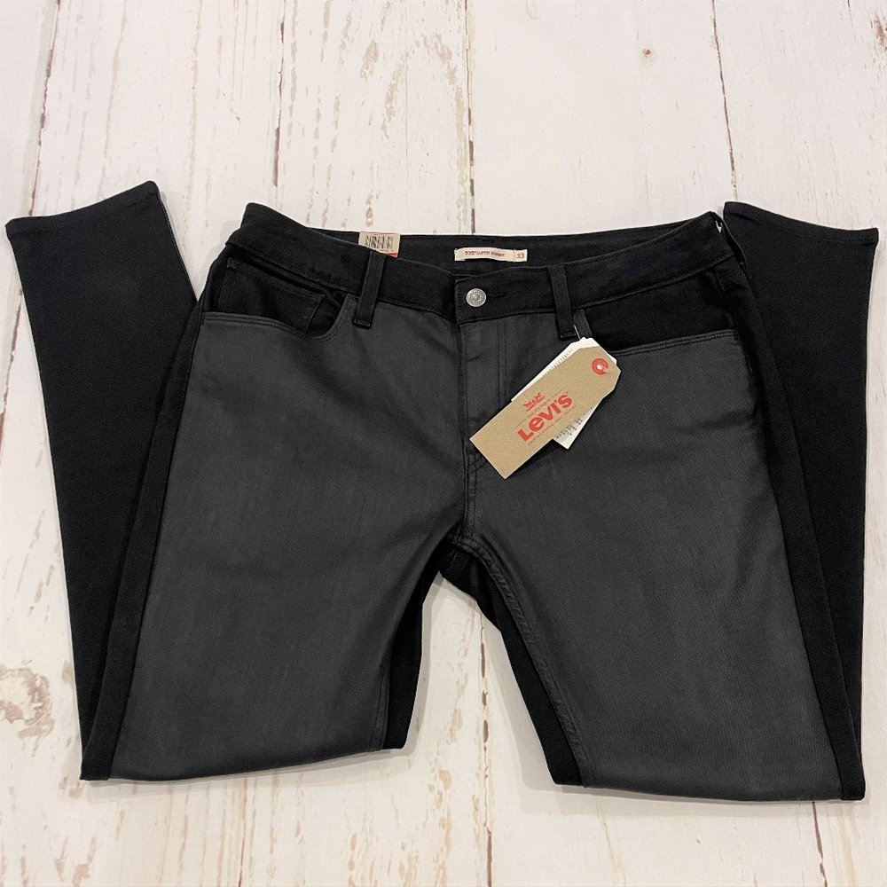 Levi's® 535™ Super Skinny Coated Jeans Black Women's Sz 16 Med NWT